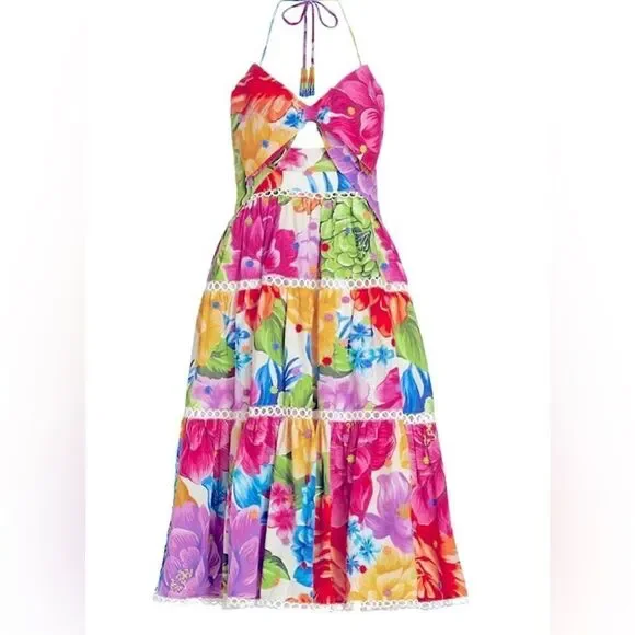 FARM Rio Rainbow Chita Flower Midi Dress
